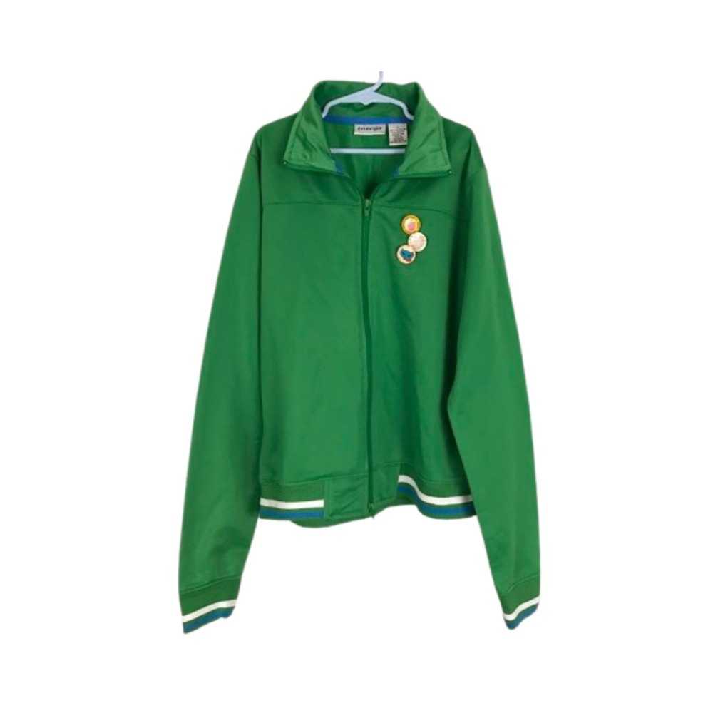 Energie Green Track Jacket with Pins Kids Full Zip Lightweight Casual Size M